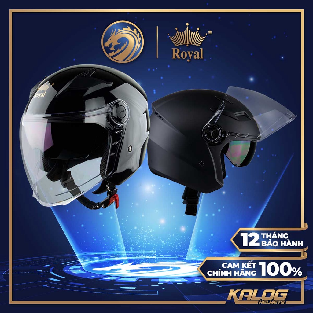Mũ bảo hiểm 3/4 Royal M268 có 2 kính chính hãng size L và XL cho nam và nữ - bảo hành 12 tháng