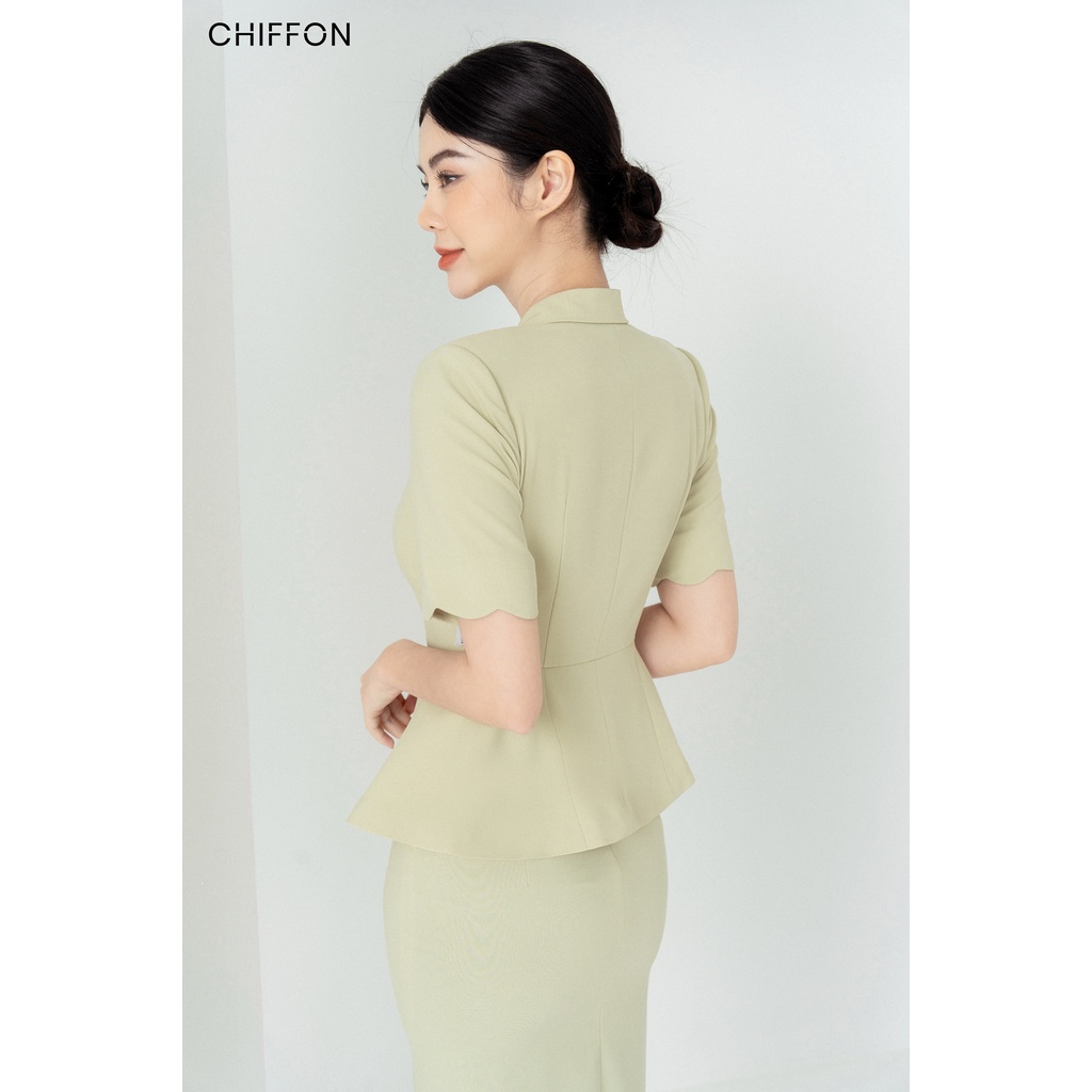 Áo vest ký giả peblum cộc tay thiết kế Chiffon (chưa kèm chân váy)