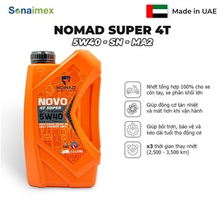 Nhớt Xe Máy NOMAD NOVO 5W40 SN MA2 1.3 Lít Cho Satria 150, Raider, Raider Fi –  Nhớt Tổng Hợp Toàn Phần Nhập Khẩu Dubai