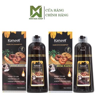 Dầu gội phủ bạc nhuộm đen - nâu tóc thảo dược KARSEELL 500ml chính hãng