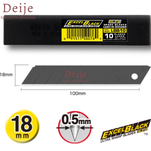 Lưỡi dao OLFA LBB-10 Nhật Bản (hộp 10 lưỡi dao đen 18mm)
