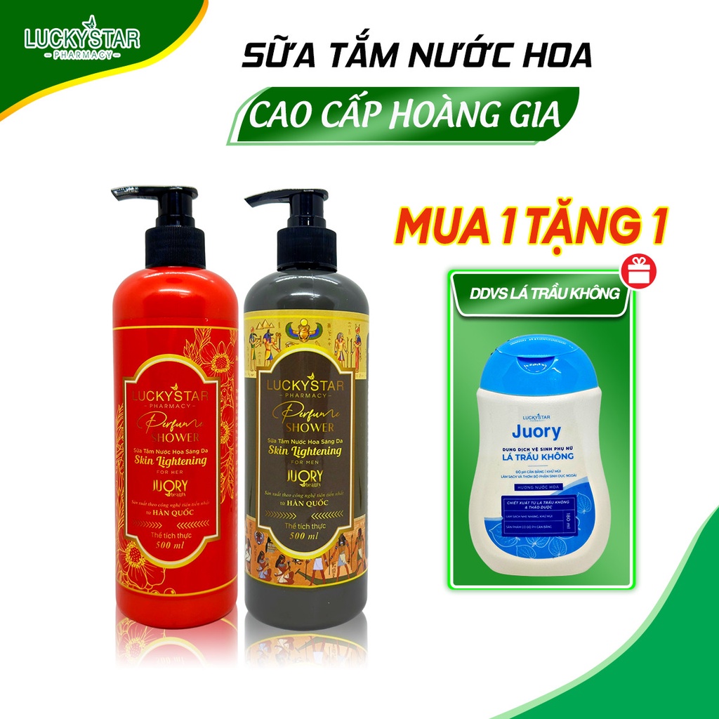Combo Sữa Tắm Sáng Da Cao Cấp Đỏ &amp; Xám Lucky Star 500ml