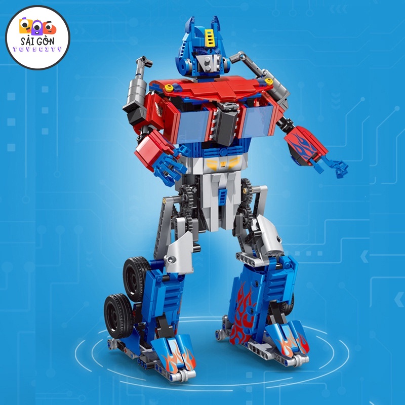 Đồ Chơi Lắp Ráp Kiểu LEGO Mô Hình ROBOT Optimus Prime, Crimson Transformer Điều Khiển Từ Xa RC 15036-38 Với 1000+PCS