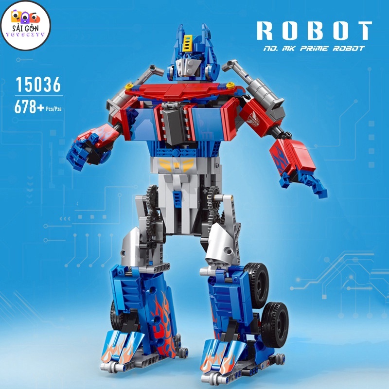 Đồ Chơi Lắp Ráp Kiểu LEGO Mô Hình ROBOT Optimus Prime, Crimson Transformer Điều Khiển Từ Xa RC 15036-38 Với 1000+PCS