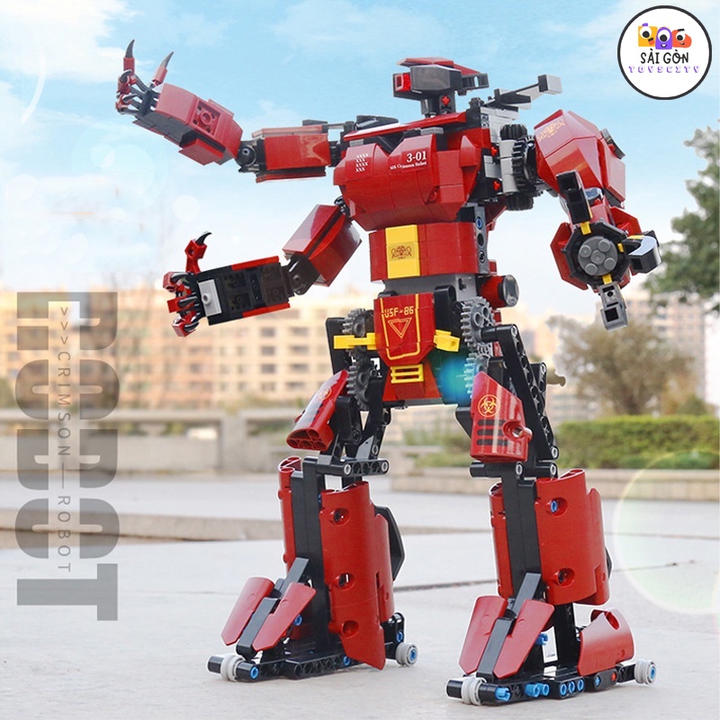 Đồ Chơi Lắp Ráp Kiểu LEGO Mô Hình ROBOT Optimus Prime, Crimson Transformer Điều Khiển Từ Xa RC 15036-38 Với 1000+PCS