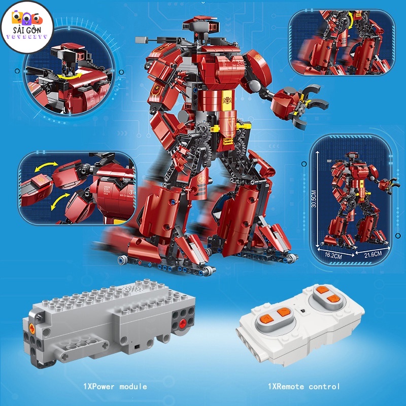 Đồ Chơi Lắp Ráp Kiểu LEGO Mô Hình ROBOT Optimus Prime, Crimson Transformer Điều Khiển Từ Xa RC 15036-38 Với 1000+PCS