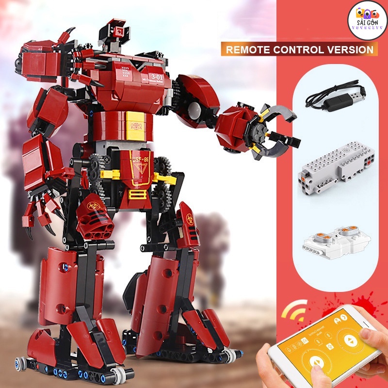 Đồ Chơi Lắp Ráp Kiểu LEGO Mô Hình ROBOT Optimus Prime, Crimson Transformer Điều Khiển Từ Xa RC 15036-38 Với 1000+PCS