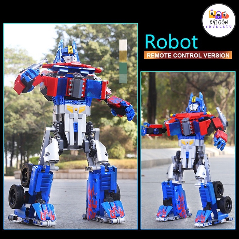 Đồ Chơi Lắp Ráp Kiểu LEGO Mô Hình ROBOT Optimus Prime, Crimson Transformer Điều Khiển Từ Xa RC 15036-38 Với 1000+PCS