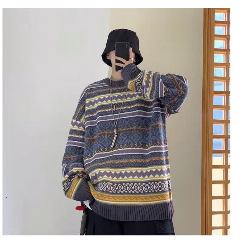 Áo Len Hoạ Tiết Thổ Cẩm, Áo Len Nam Nữ Unisex