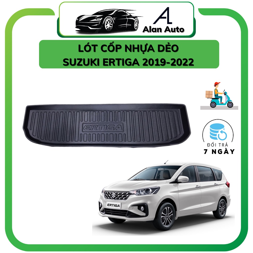 Lót cốp nhựa dẻo Suzuki Ertiga 2018-2020,Chất liệu nhựa dẻo không mùi, vệ sinh dễ dàng