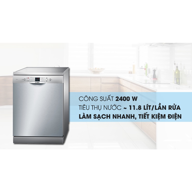 Máy Rửa Bát BOSCH SMS63L08EA Dung Tích 12 Bộ Châu Âu 6 Chương Trình Rửa Nhập Khẩu  Bảo Hành 3 NămChính Hãng