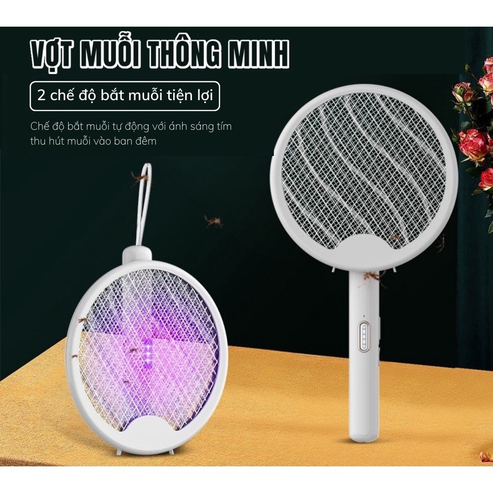 Vợt Bắt Muỗi Thông Minh, Vợt Muỗi Đa Năng,  Tự Động Bắt Muỗi Vào Ban Đêm, Gấp Gọn, 2 Lớp Lưới Bảo Vệ An Toàn