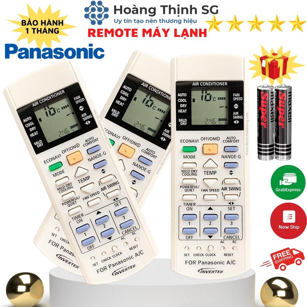 Điều khiển điều hòa Panasonic Inverter 2 chiều, remote máy lạnh panasonic tặng kèm pin