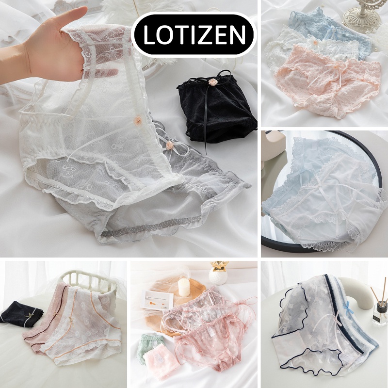 Set 5 quần lót nữ dệt lưới thoáng khí họa tiết sexy gợi cảm