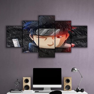 Set 5 tấm tranh canvas hình naruto + bh 12 tháng & tặng kèm đinh treo tranh