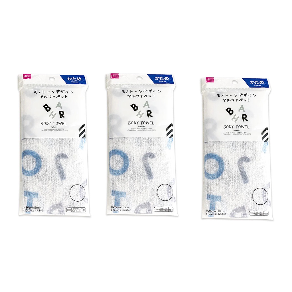 Daiso Khăn tắm - Body Towel -Alphabet - Coarse 110x26x0.1cm (cái)