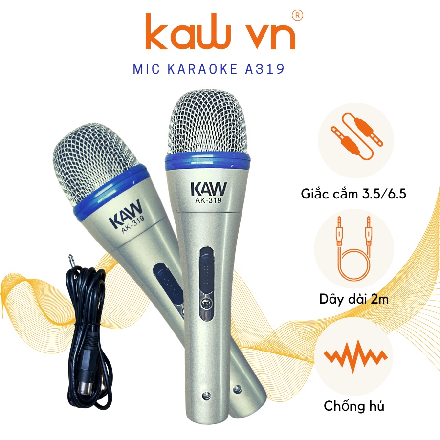Micro karaoke KAW chính hãng, Mic hát có dây chống hú cao cấp - ÂM HAY - BỀN BỈ - ĐA NĂNG BH 1 ĐỔI 1| KAW VIETNAM