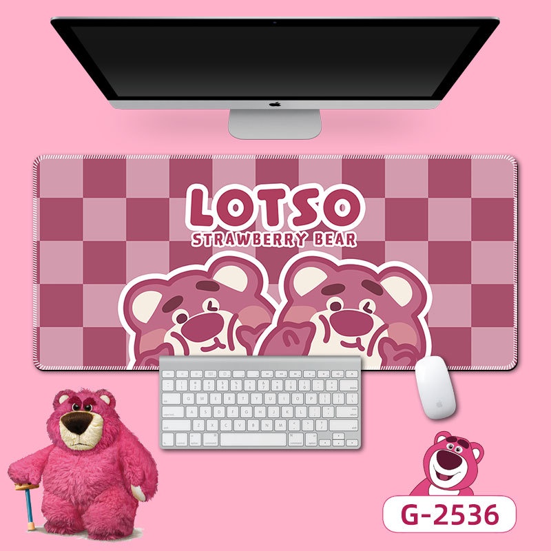 Tấm Lót Chuột Bàn Phím Máy Tính Cỡ Lớn In Hoạt Hình Gấu Dâu Tây Lotso Dễ Thương Cho Nữ