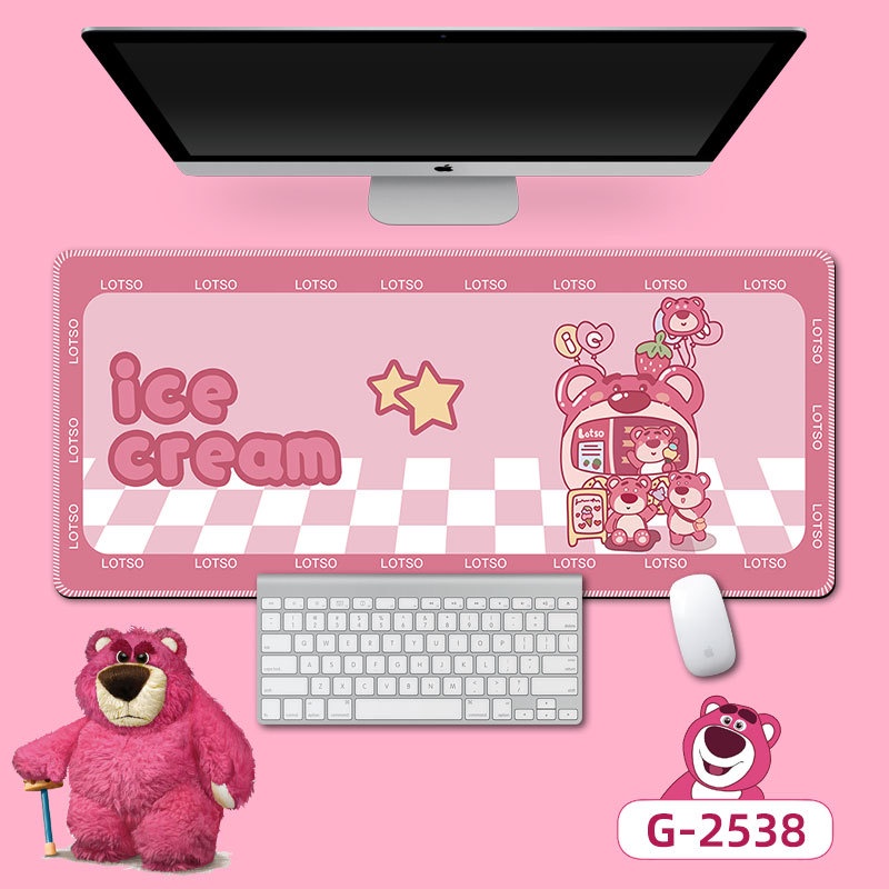 Tấm Lót Chuột Bàn Phím Máy Tính Cỡ Lớn In Hoạt Hình Gấu Dâu Tây Lotso Dễ Thương Cho Nữ