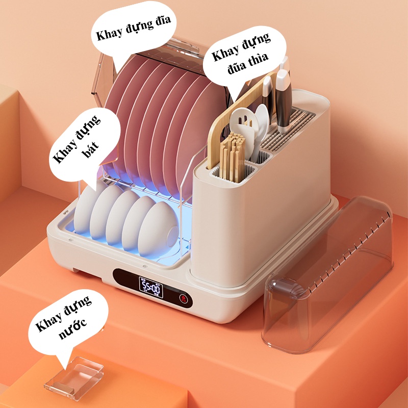 Máy sấy bát đũa, Máy khử khuẩn bát đũa tiệt trùng bình sữa cho bé bằng tia UV - Bảo hành 12 tháng