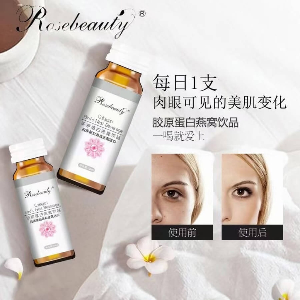 Nước Uống Bổ Sung Collagen Yến Và Tinh Dầu Hoa Anh Thảo RoseBeauty Collagen Bird’s Nest Beverage