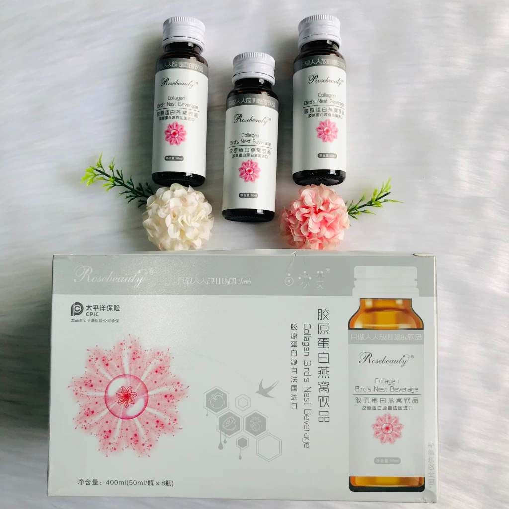 Nước Uống Bổ Sung Collagen Yến Và Tinh Dầu Hoa Anh Thảo RoseBeauty Collagen Bird’s Nest Beverage