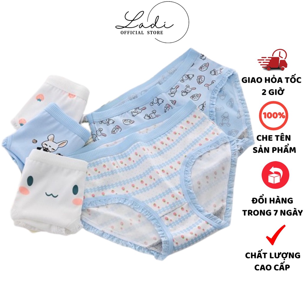 Quần Lót Nữ LADI Cotton Cao Cấp Mềm Mại Tông Xanh Họa Tiết Cute MÃ CS018