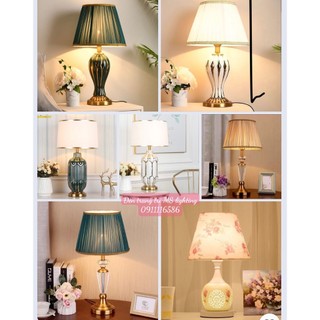 Đèn ngủ để bàn cao cấp ROMAN chóa vải thân sứ - Tặng kèm bóng LED chuyên dụng