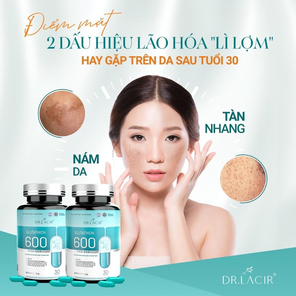 Viên Uống Trắng Da Glutathione 600 Dr Lacir Chính Hãng Giúp Hạn Chế Lão Hoá Da,Nếp Nhăn,Tăng Nội Tiết Tố Nữ