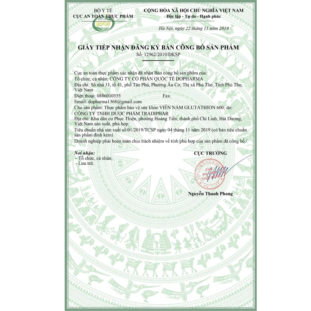 Viên Uống Trắng Da Glutathione 600 Dr Lacir Chính Hãng Giúp Hạn Chế Lão Hoá Da,Nếp Nhăn,Tăng Nội Tiết Tố Nữ