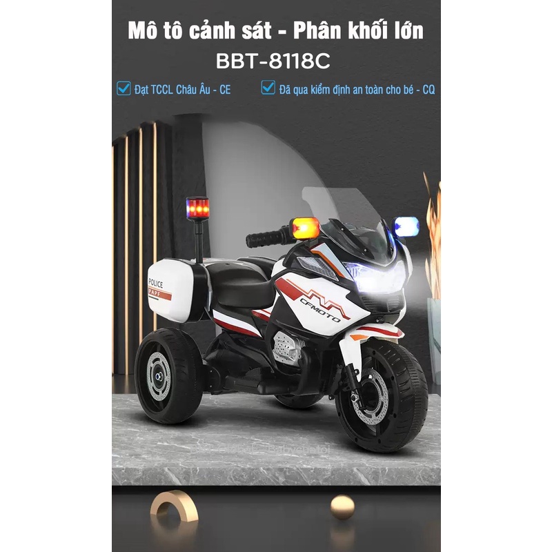 Xe máy điện trẻ em cảnh sát mẫu mới 2023