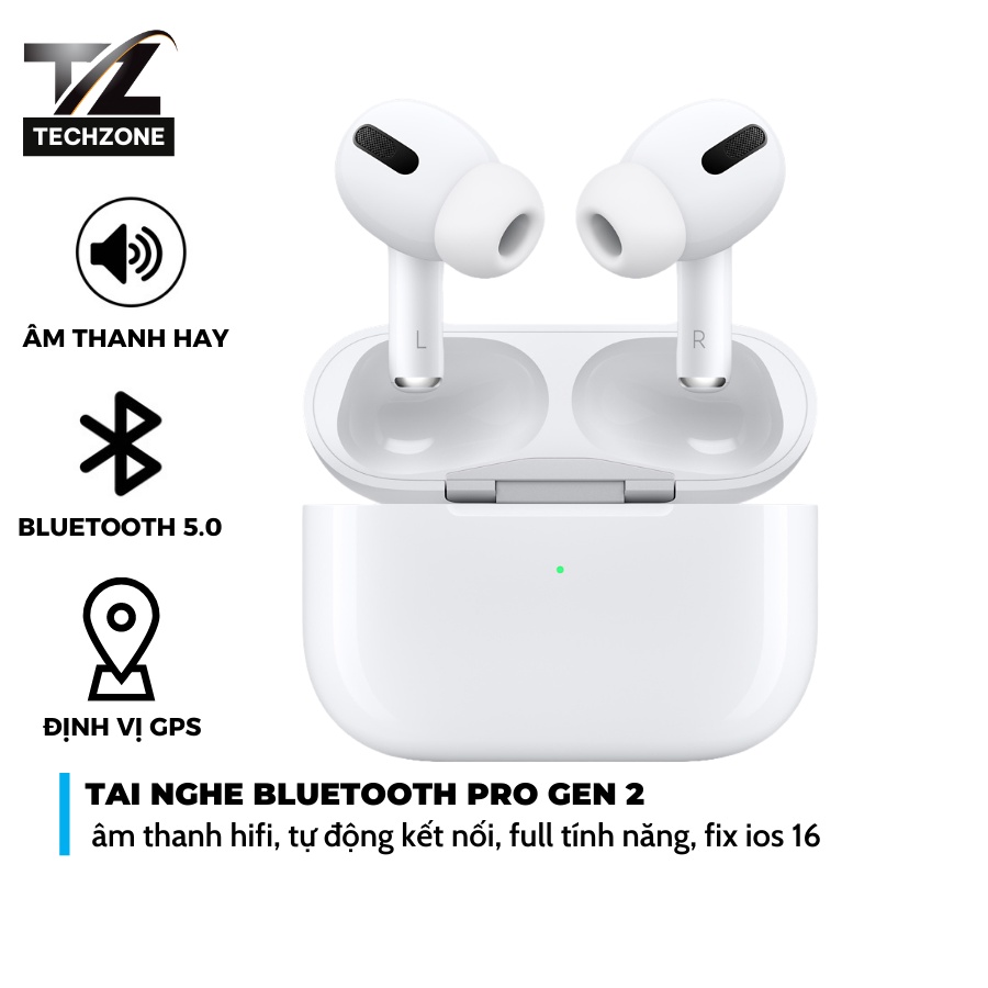 Tai Nghe Bluetooth Pro 2 Thế Hệ Mới Âm Thanh Chuẩn Định Vị Đổi Tên Bass Căng Vuốt Tăng Giảm Âm Lượng- Techzone Mall