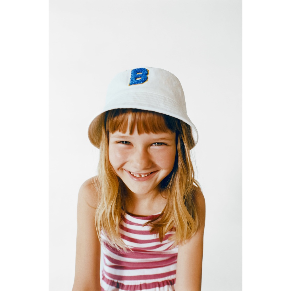 Mũ nón bucket trắng chữ Zara_hàng authentic