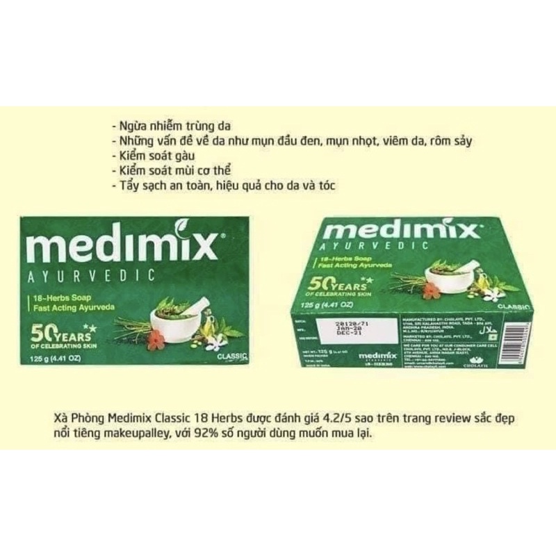 [🔥Sale ] 125gr Xà Phòng Thảo Mộc Medimix - Xà phòng Medimix 18 herbs loại bỏ mụn lưng