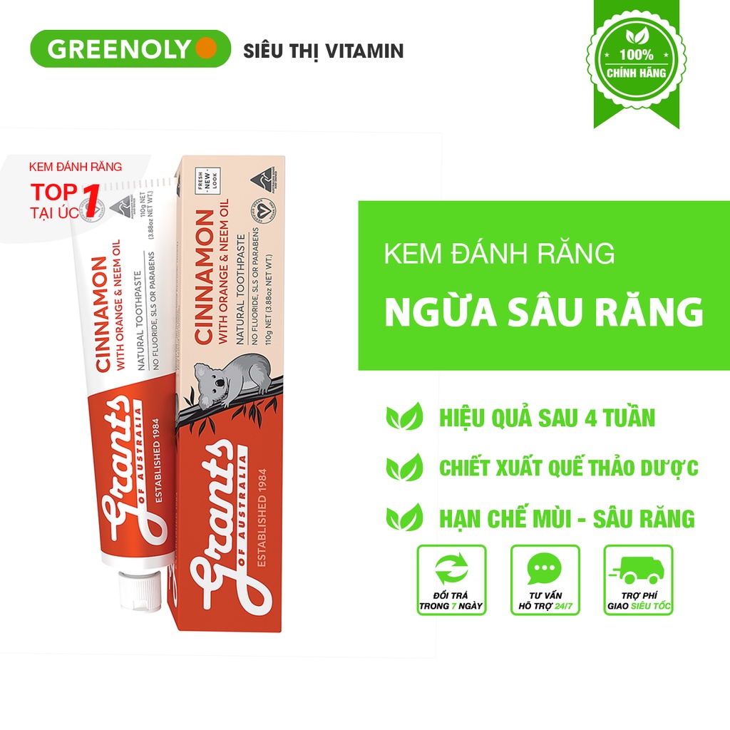 Kem Đánh Răng GRANTS Thảo Dược Vị Quế Dùng Cho Cả Gia Đình, Bổ Sung Canxi Và Khoáng Chất, Tuýp 110g