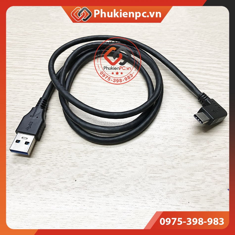 Cáp USB 3.0 Type A to Type C 1M bẻ góc, 5GB cho máy tính Laptop HDD Box Docking card reader sạc điện thoại máy tính bảng