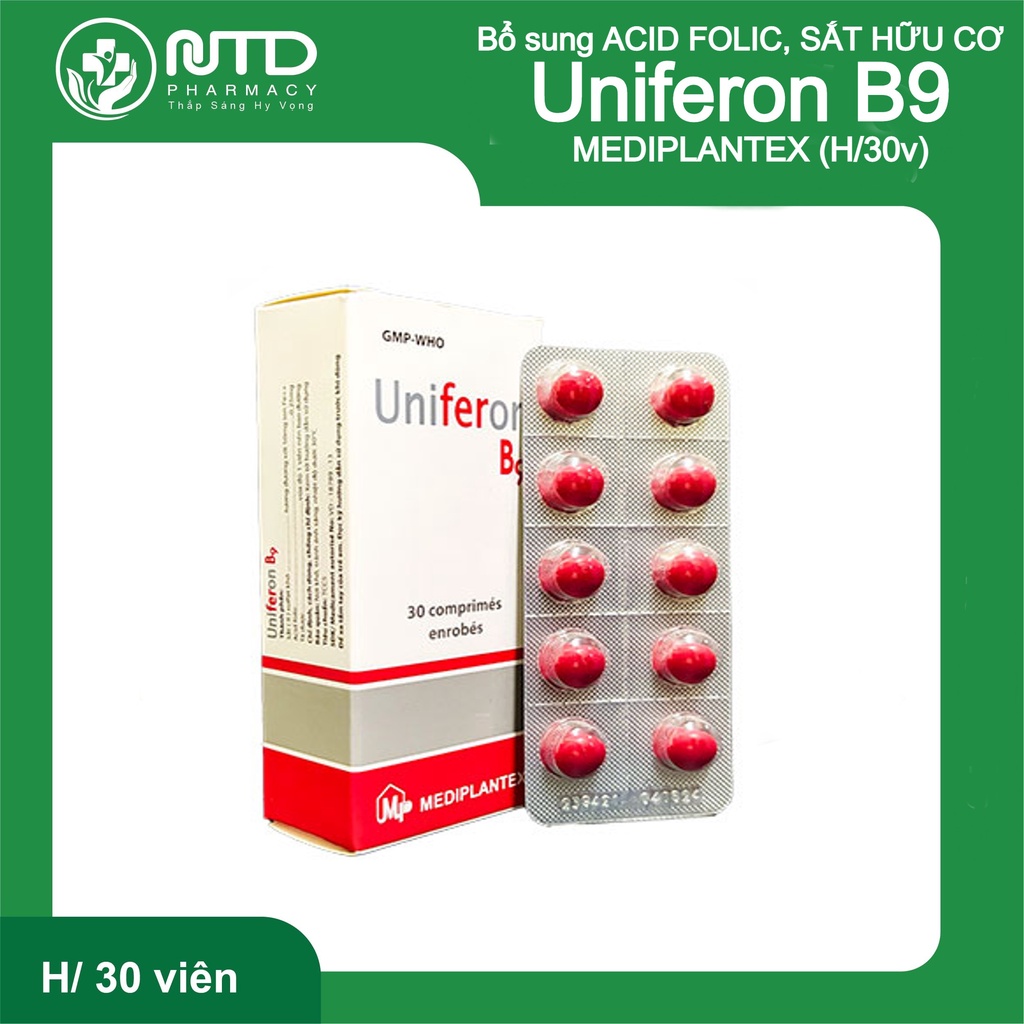 Uniferon B9 và Table hỗ trợ sắt thời ky kinh nguyet