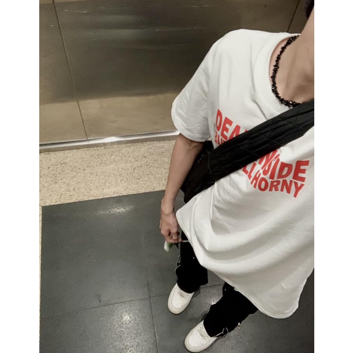 Áo thun tay lỡ unisex nam nữ DEAD INSIDE BUT STILL HORNY  cotton form rộng oversize