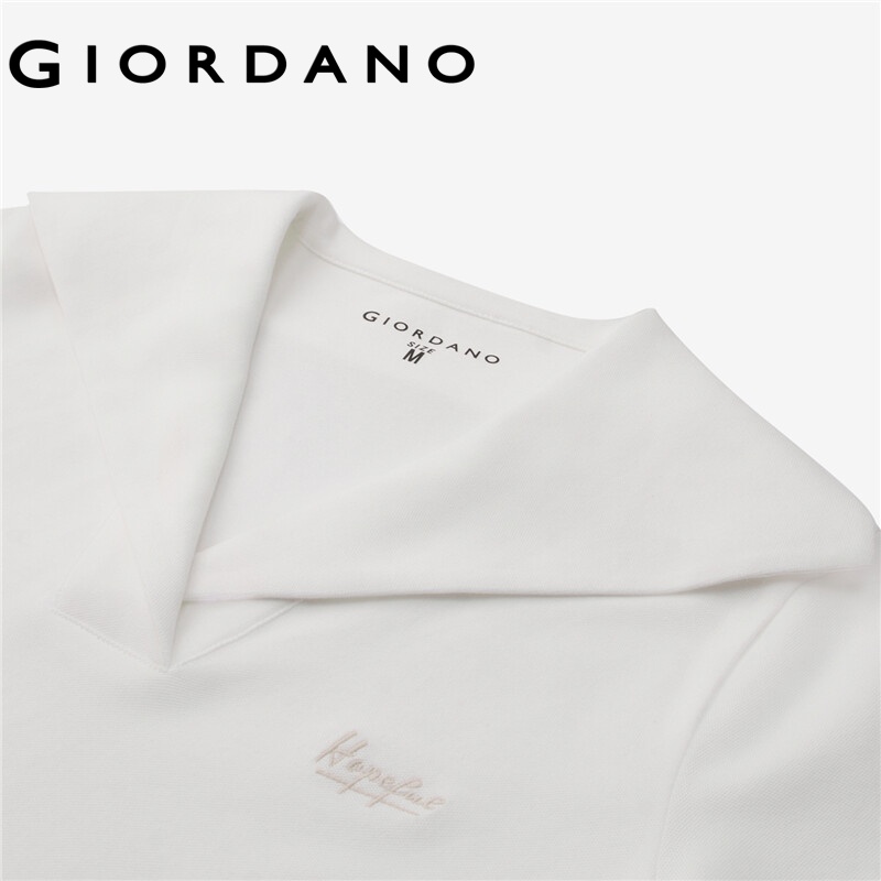 Áo polo GIORDANO 13313301 thêu họa tiết thời trang dành cho nữ