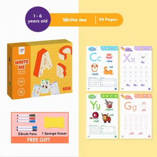 [Bản mới] Sách luyện viết, học tiếng Anh Write Me Lalala Baby, bôi xóa được, tặng kèm 5 bút + cục bôi