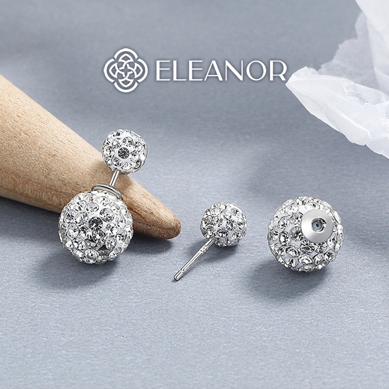 Bông tai nữ chuôi bạc 925 Eleanor Accessories hình cầu đính đá độc đáo phụ kiện trang sức 5562