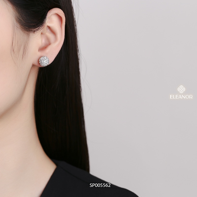 Bông tai nữ chuôi bạc 925 Eleanor Accessories hình cầu đính đá độc đáo phụ kiện trang sức 5562