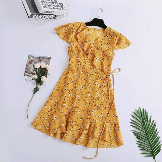 Hàng Quảng Châu Cao Cấp - Váy Zara Họa Tiết Hoa Vàng