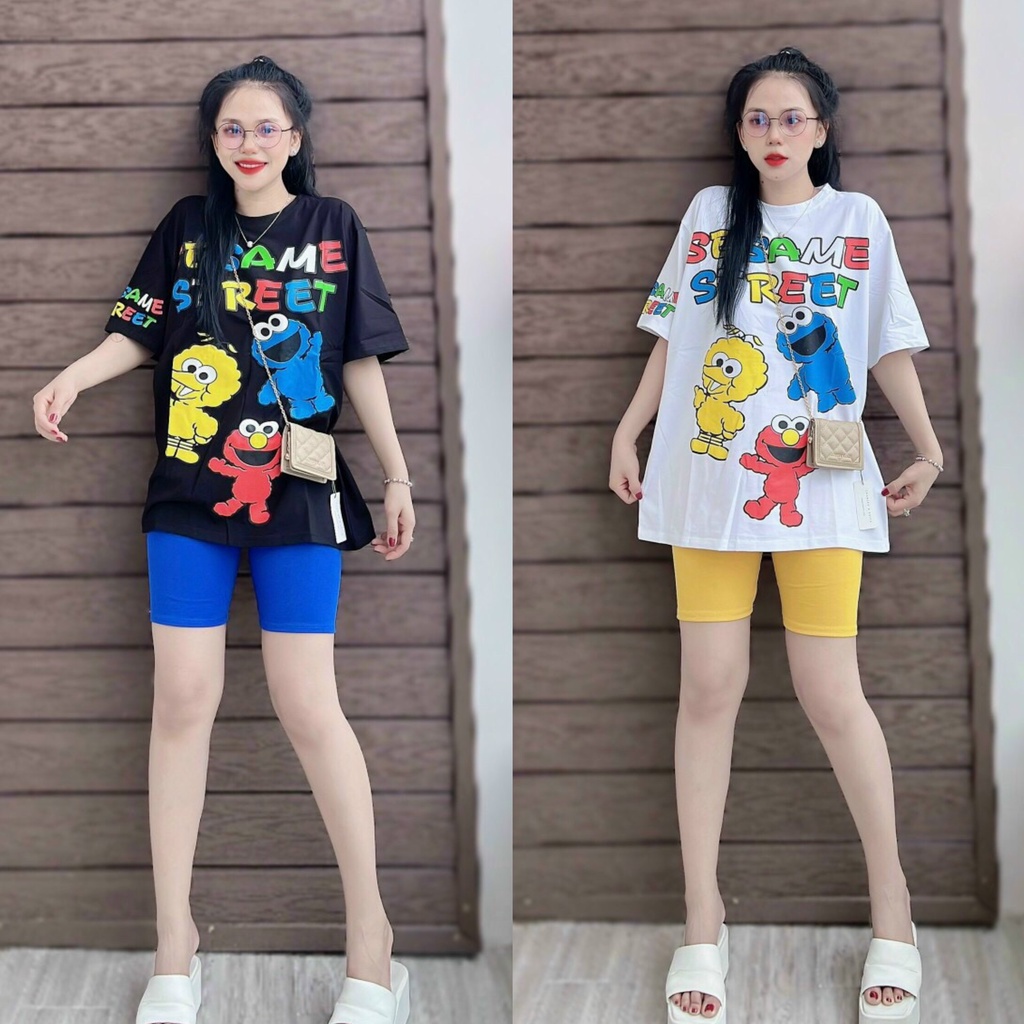 Set bộ thun lửng họa tiết áo in hình chữ siêu đáng yêu phối quần body cực kì tôn dáng thích hợp cho các nàng đi chơi dạo