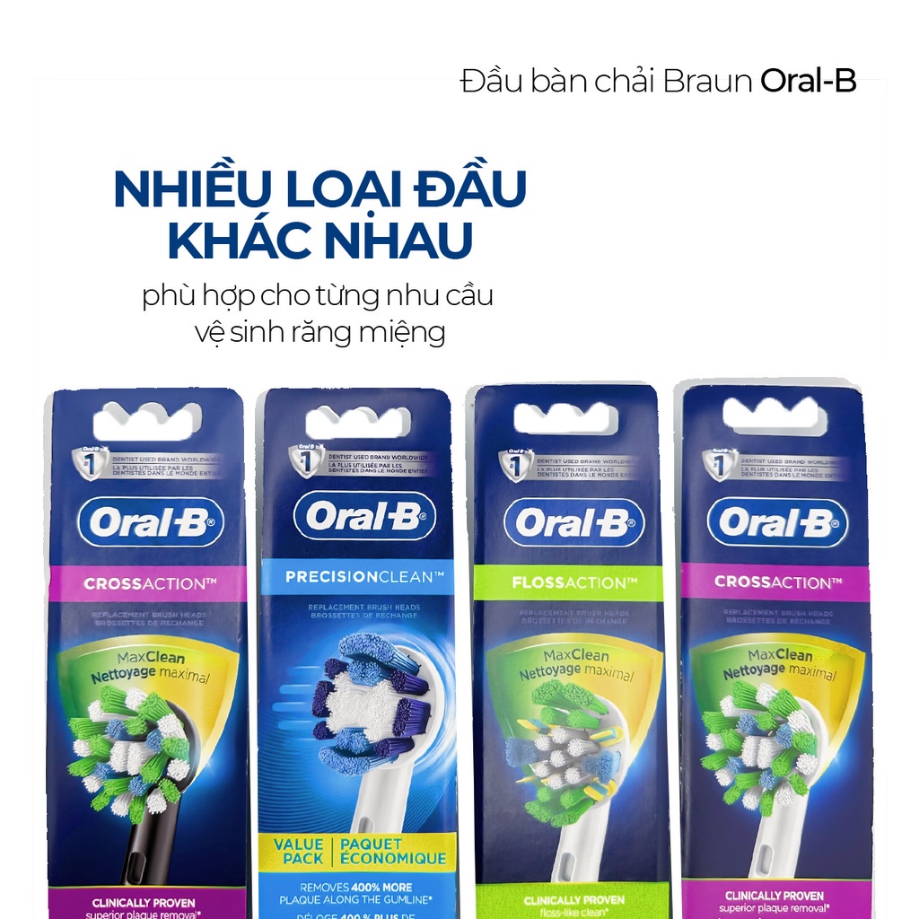 Đầu Bàn Chải Điện Oral-B Braun Cho Người Lớn - Đủ Loại Đầu Thay Thế Bàn Chải Oral-B, Vỉ 2,3,4,5 | BigBuy360 - bigbuy360.vn