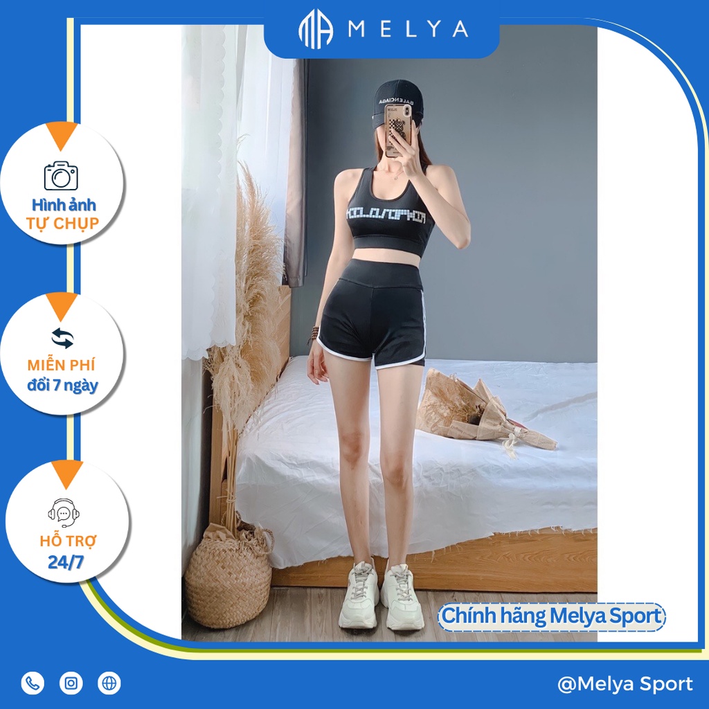 Set Đồ Tập Cực Kì Thoáng Mát Kèm Ao Bra Chữ Chạy Và Quần Short ,Thấm Hút Mồ Hôi cực Tốt Melya Sport