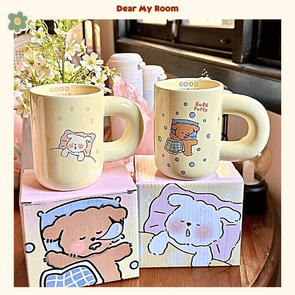 Cốc sứ, ly sứ dễ thương có quai, cốc đôi kèm hộp hình gấu cute - Dearmyroom Decor