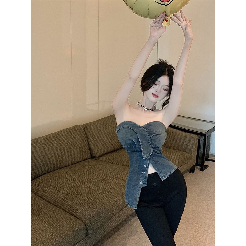 QADCOL Áo Thun Sát Nách Màu Trơn Dáng Ngắn Thời Trang Mùa Xuân Cho Nữ