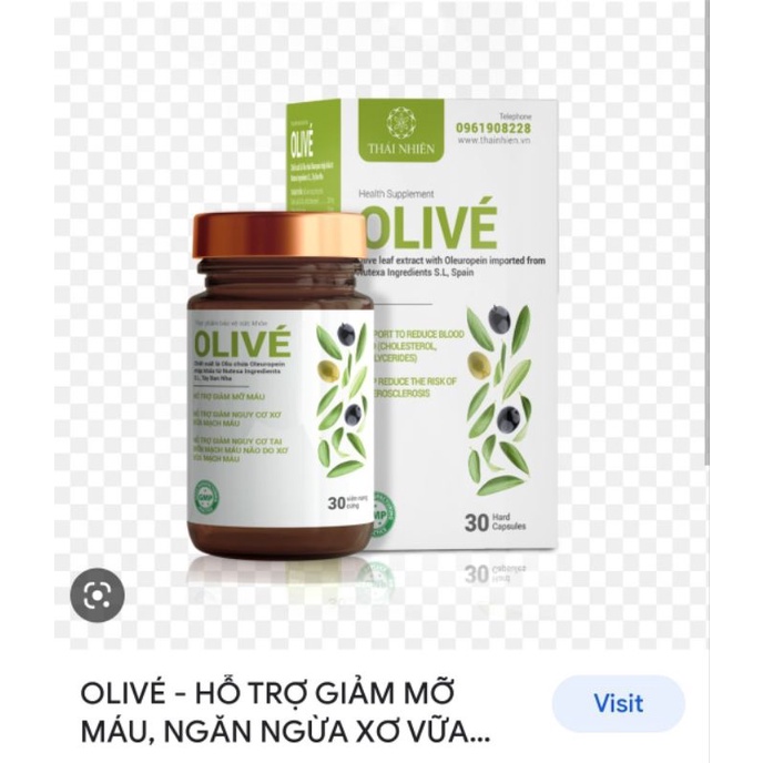 Olivé, Giúp Giảm Mỡ Máu, Giảm Nguy Cơ Xơ Vữa Mạch Máu, Tai Biến Mạch Máu Não - Hộp 30 Viên