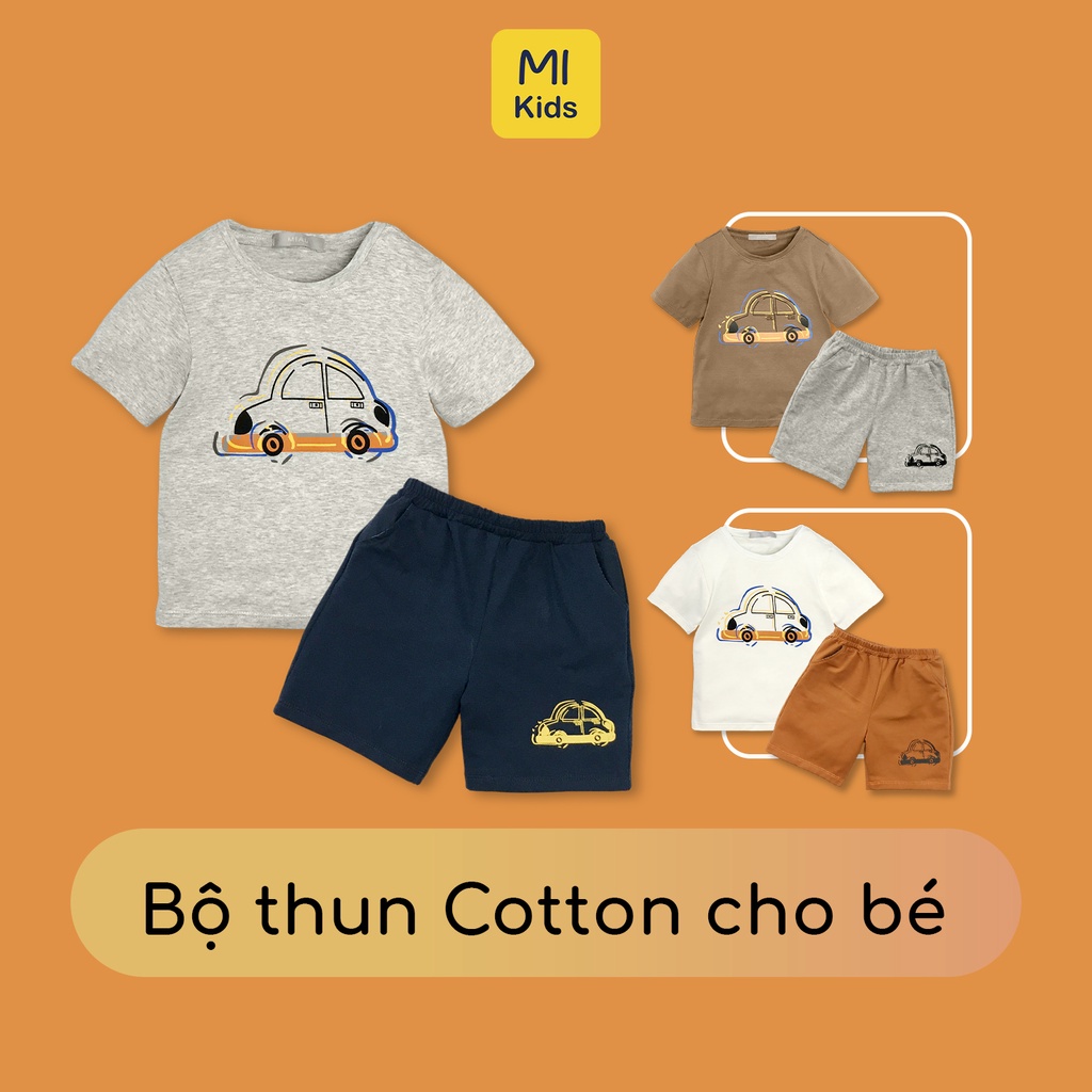 Đồ Bộ Bé Trai Họa tiết Xe Ô Tô Vẽ Tay Chất thun Cotton co giãn thoáng mát cho bé mặc hè - Quần áo trẻ em MIKIDS